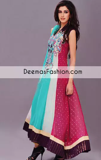  Multi Color Anarkali Pishwas Dress